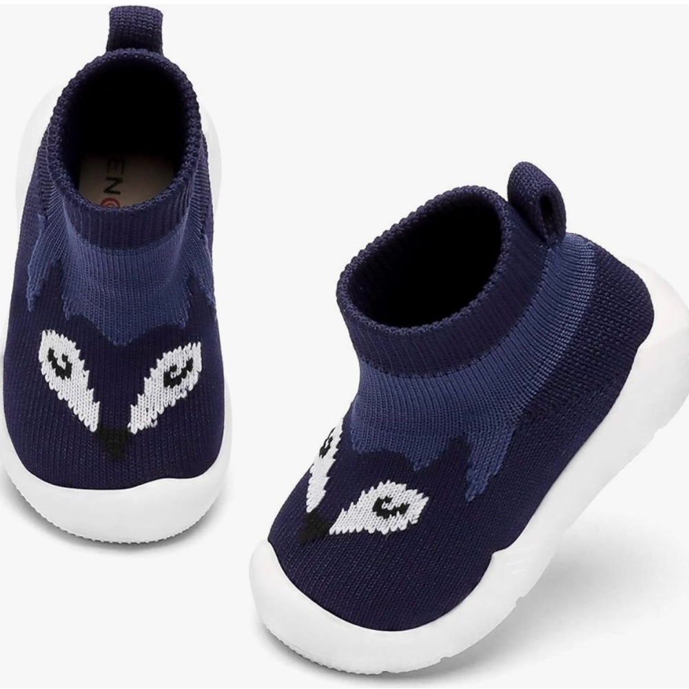NEW Engtoy Navy Blue Slip-On Shoes with Fox Design